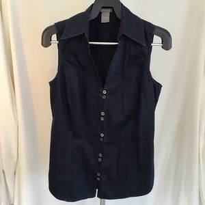 Ann Taylor navy sleeveless blouse size 2 no flaws
